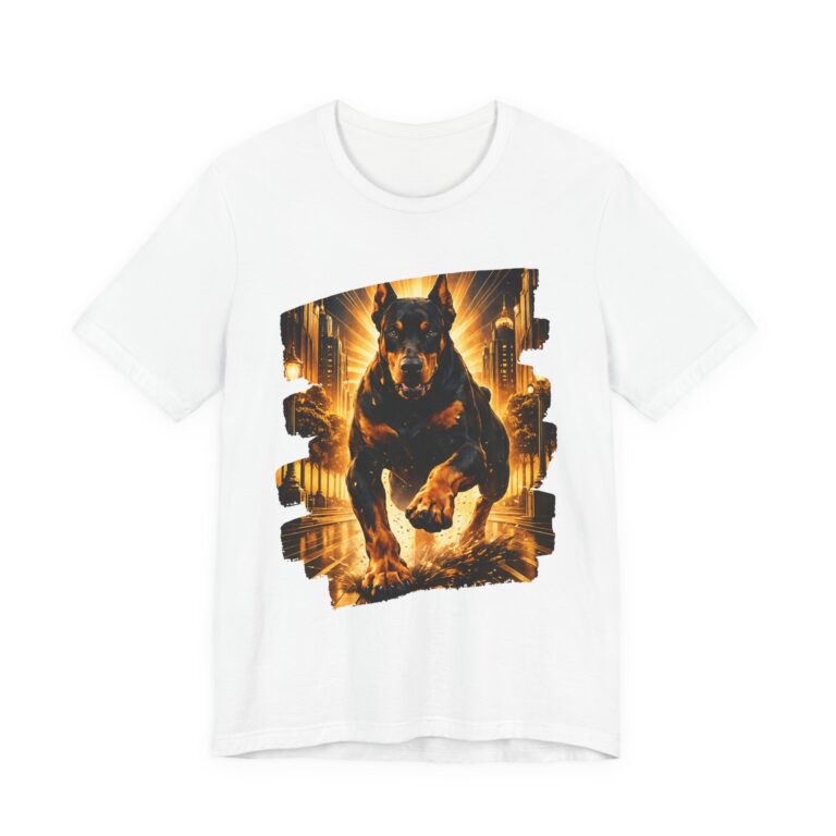 Doberman Bold Tee — Golden City Charging Graphic T-Shirt Unisex for women and men