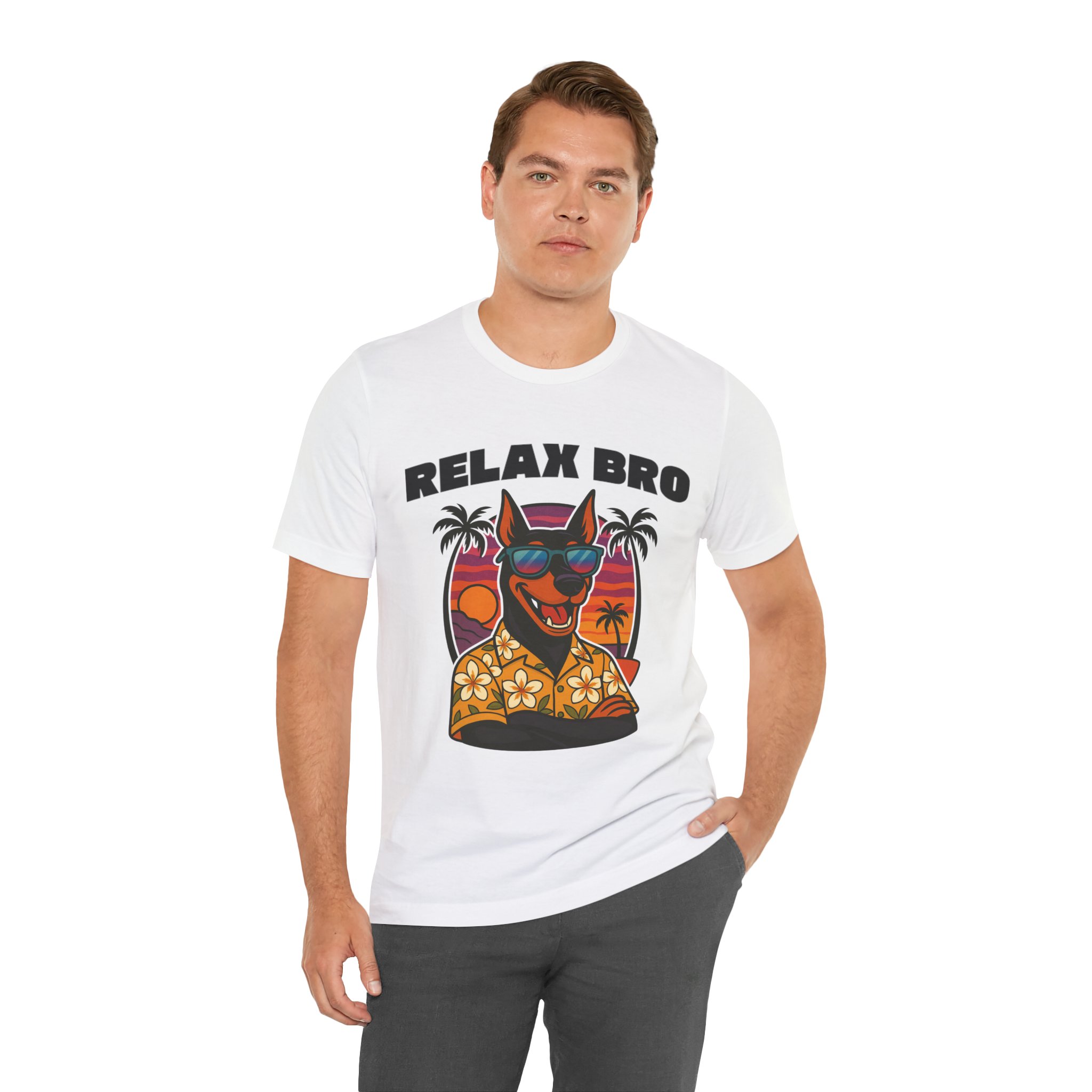 Doberman Art Unisex Tee "Relax Bro" T-Shirt - Image 3