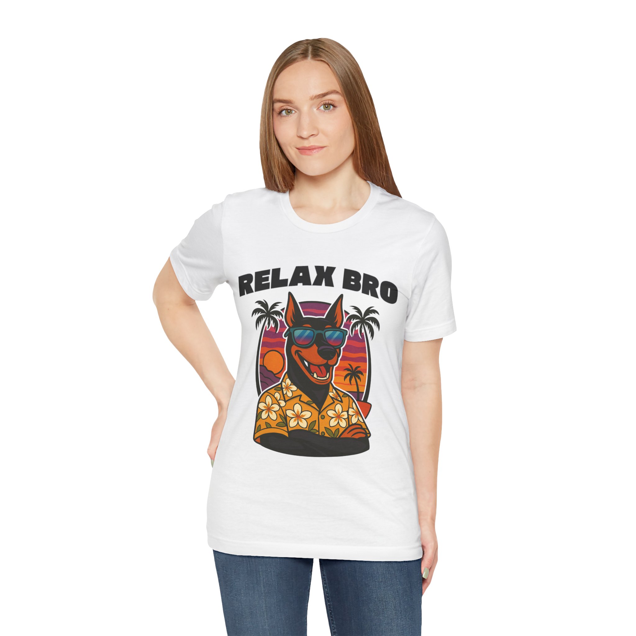 Doberman Art Unisex Tee "Relax Bro" T-Shirt - Image 2