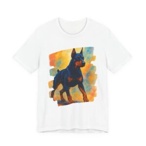 Doberman Art Tee — Watercolor Dog Graphic T-Shirt
