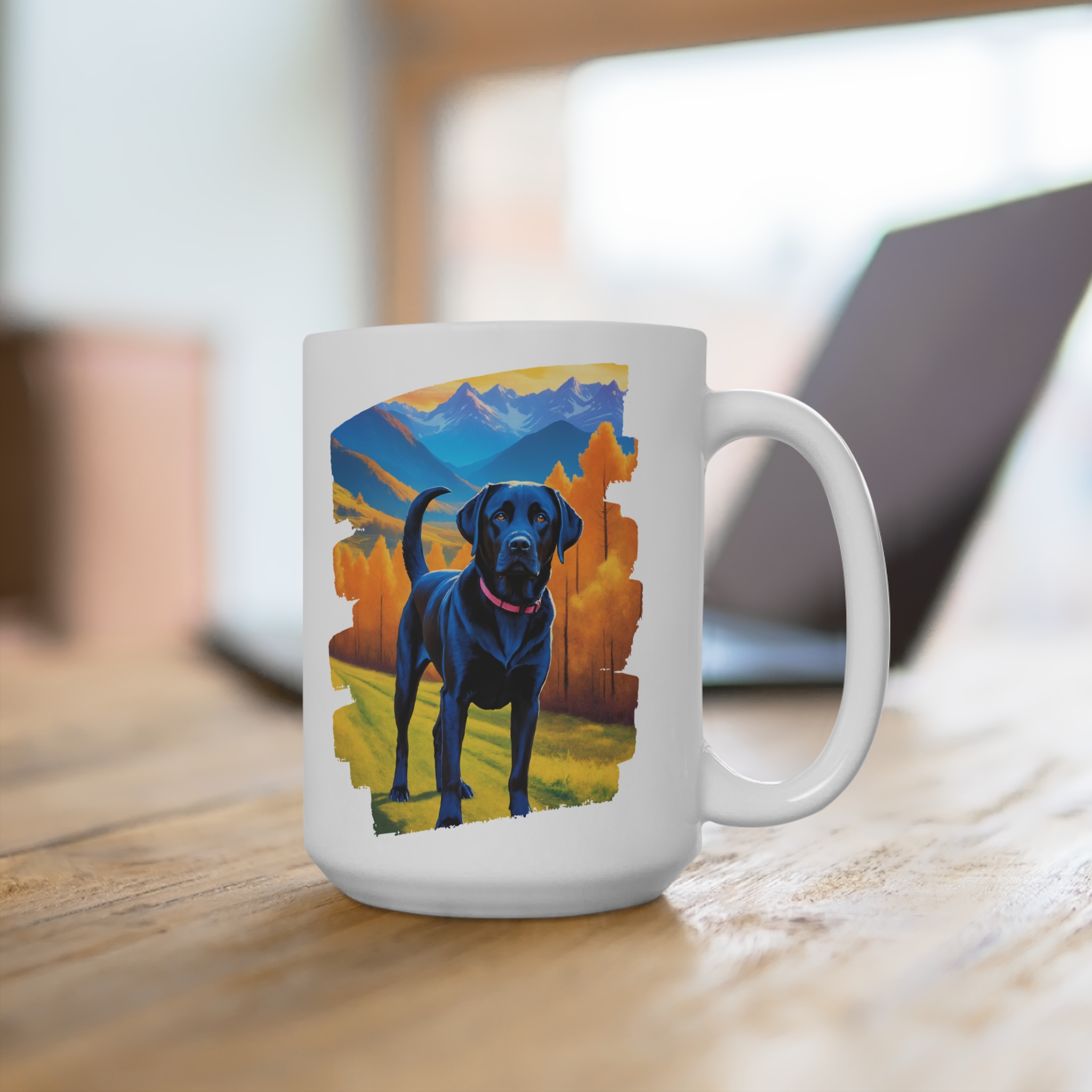 Standing Black Labrador Retriever Mountain Forest Ceramic Mug - Image 4