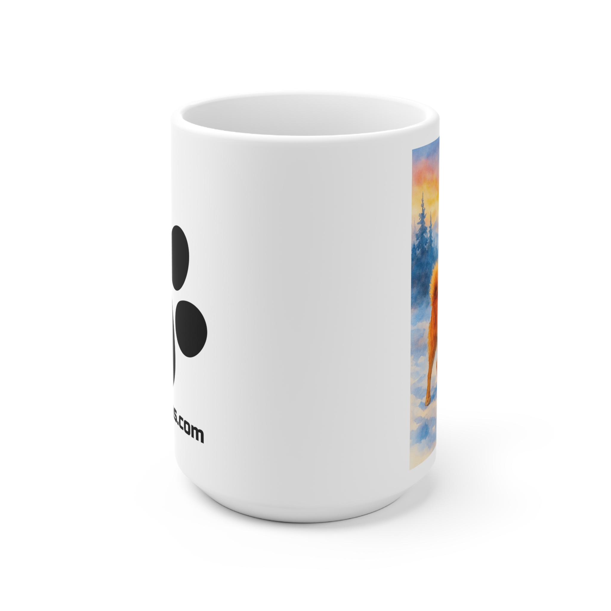 Finnish Spitz in Lapland Ceramic Mug — Hoodiegans Coffee Cup - Image 2