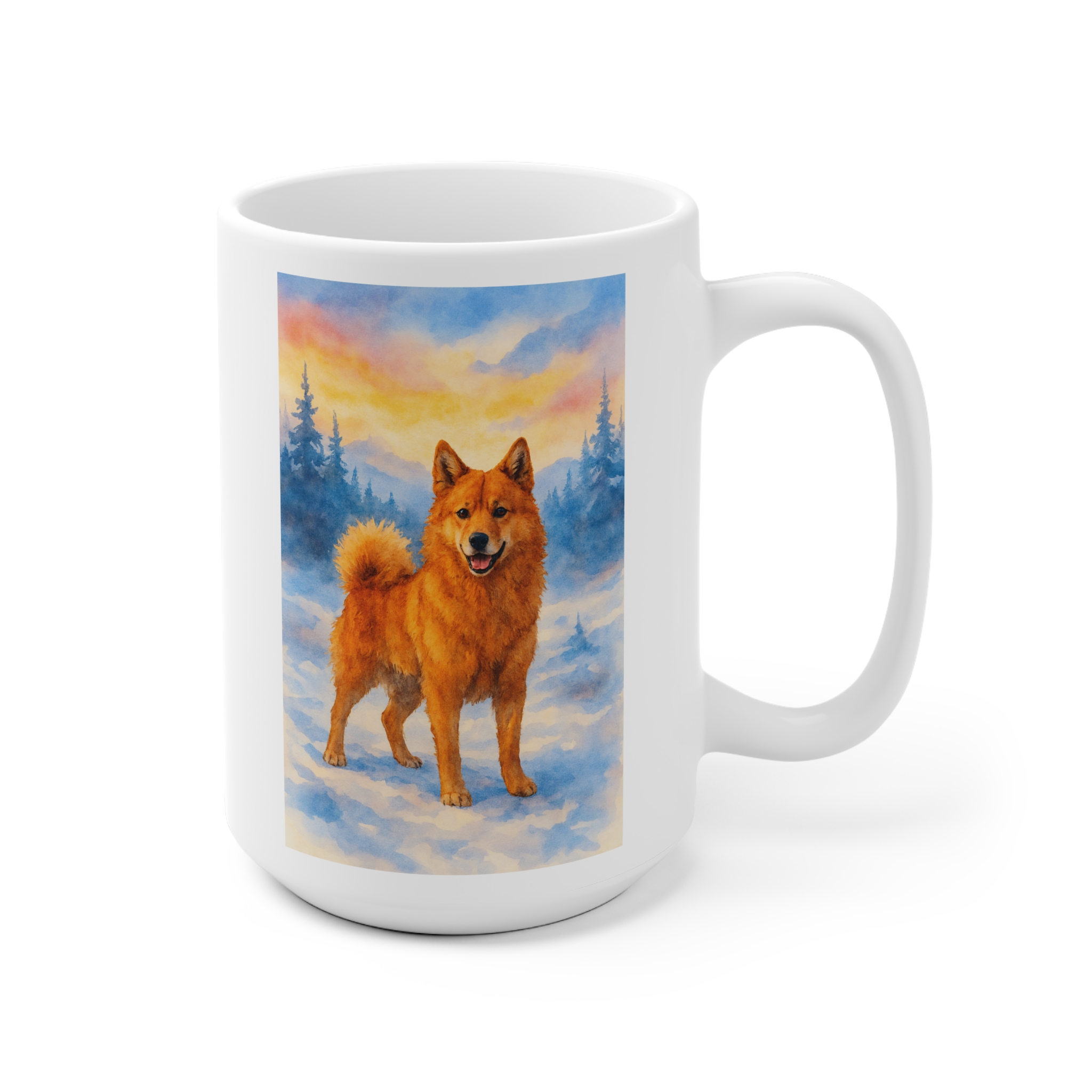 Finnish Spitz in Lapland Ceramic Mug — Hoodiegans Coffee Cup