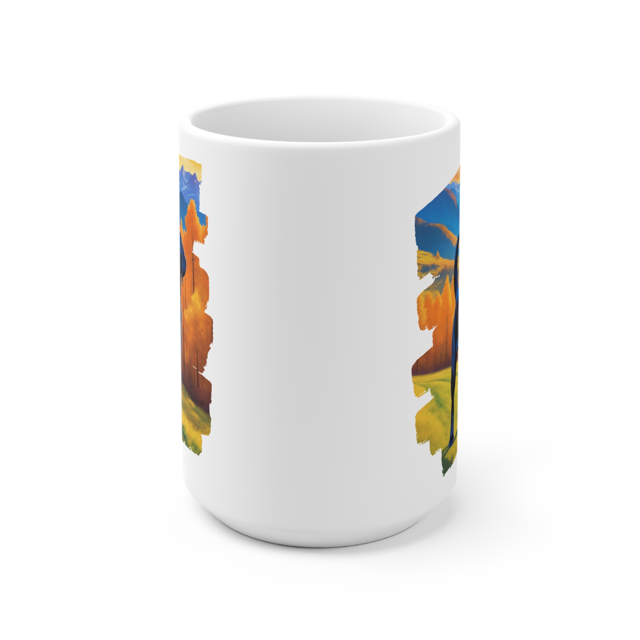 Standing Black Labrador Retriever Mountain Forest Ceramic Mug - Image 2