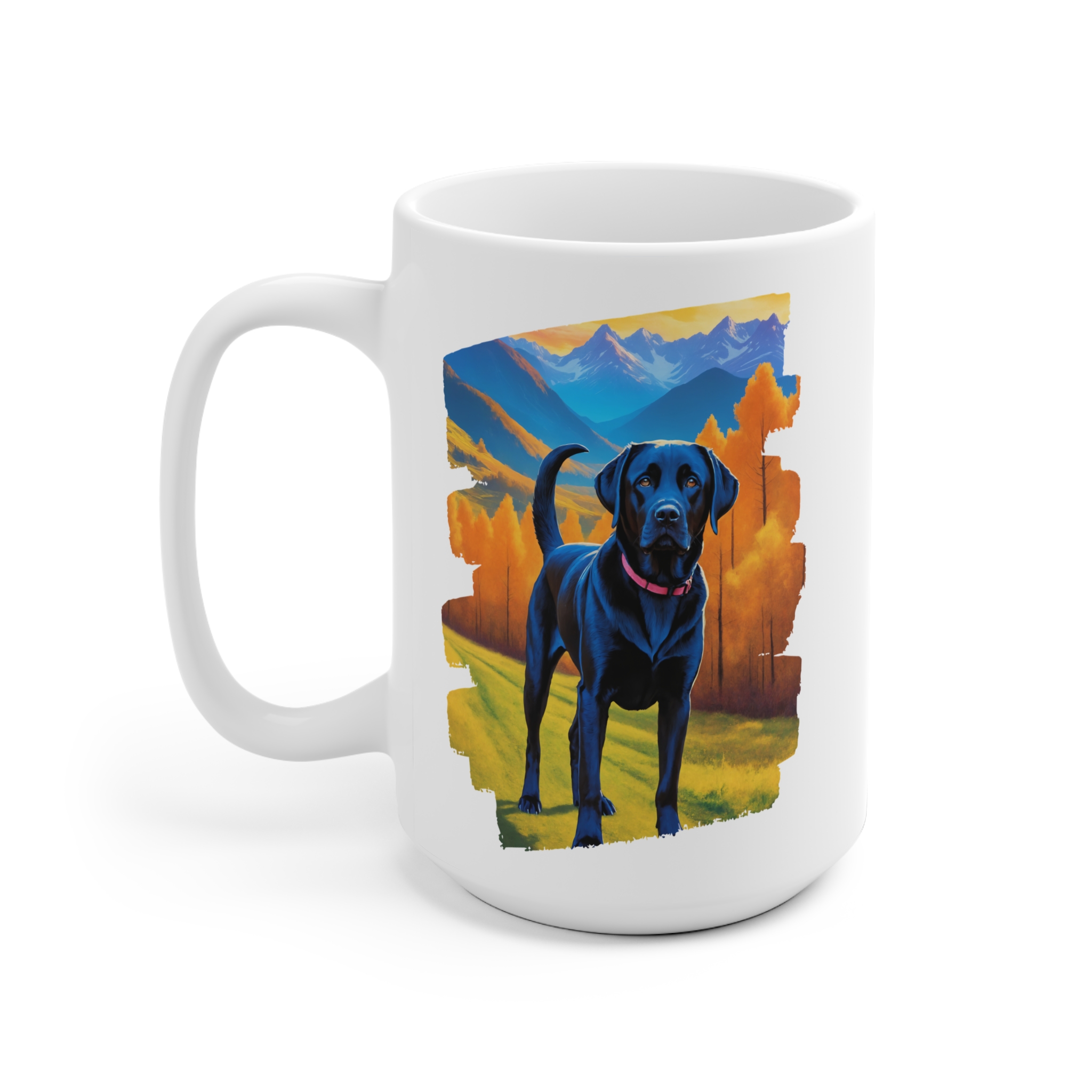 Standing Black Labrador Retriever Mountain Forest Ceramic Mug - Image 3