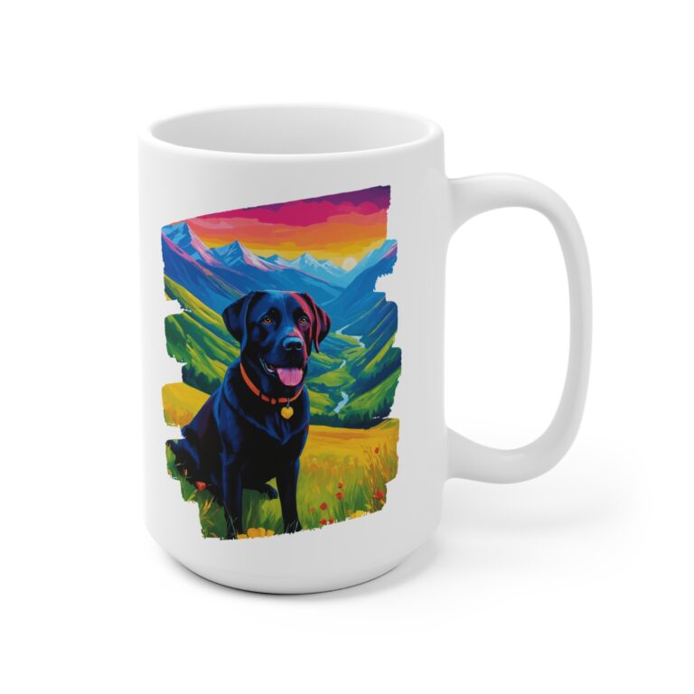 Black Labrador Pop Art Mountain Valley Ceramic Mug